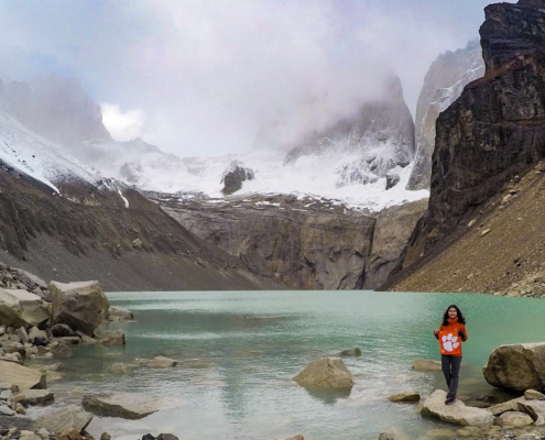 Chile: Piyusha Khanna \u201916 took a solo backpacking trip in the Chilean Patagonia region in December 2019 to complete the W Trek. "This was on the last day. I started at 3:30 in the morning to reach the base of the towers by sunrise, but the weather got really bad,\u201d Khanna wrote. "I, along with a couple of other early hikers, sat under a huge rock for over 2 hours while it was raining. The struggle made us appreciate and enjoy the views even more!"